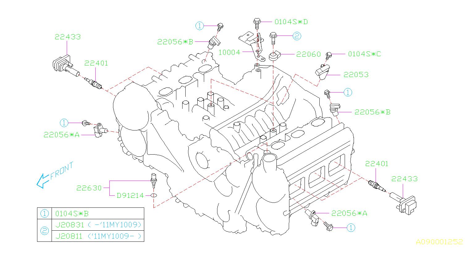 Subaru Outback Ignition Knock (Detonation) Sensor. PLUG, SPARK, TENSION ...